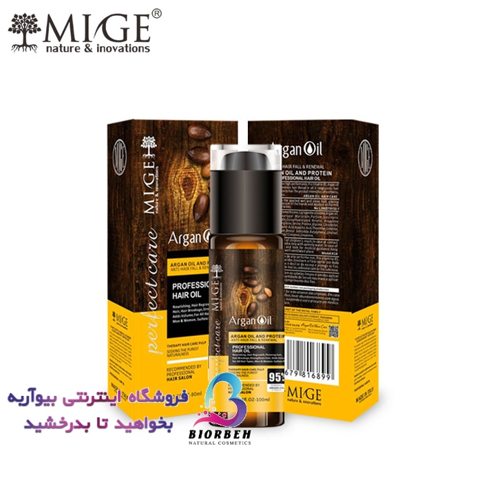 روغن مو فری سولفات ضد ریزش روغن ارگان میگ Mige روغن مو فری سولفات ضد ریزش روغن ارگان میگ Mige