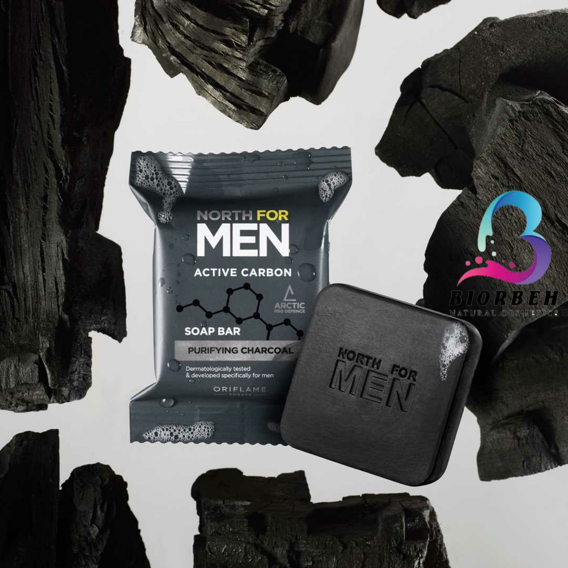 Active carbon men's soap۳ صابون کربن اکتیو مردانه اوریفلیم،صابون کربن اکتیو مردانه اوریفلیم نورث فور من،صابون کربن اکتیو مردانه نورث فور من